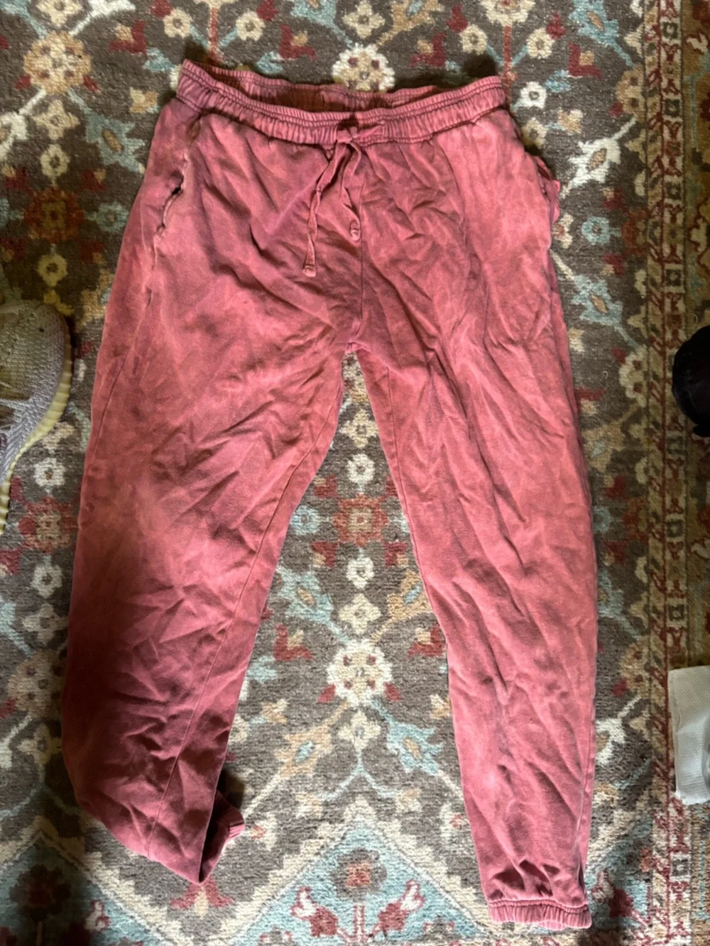 Red Dusty Rose Drawstring Sweatpants - Picture 1 of 2